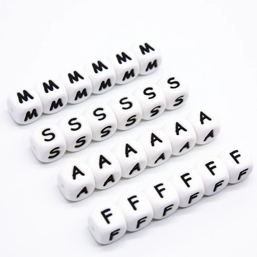 Cute-Idea 500pcs silicone beads english alphabet letters teether Food Grade chewing handmade Pandents Personalized Name teething