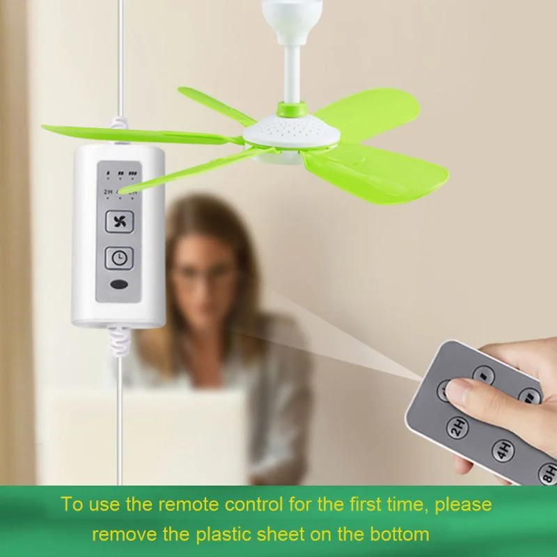 พัดลมติดเพดาน Air Cool รีโมทคอนโทรล USB Mosquito Nets แขวน5ใบแบบพกพาสำหรับแคมป์กลางแจ้ง5W FS72