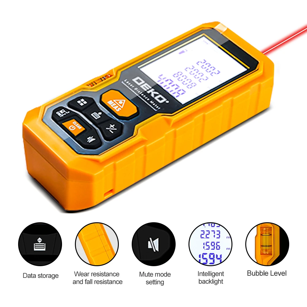 Deko handheld laser medidor de distância mini laser rangefinder laser faixa de fita diastímetro medida 40m 60m 80m 100m