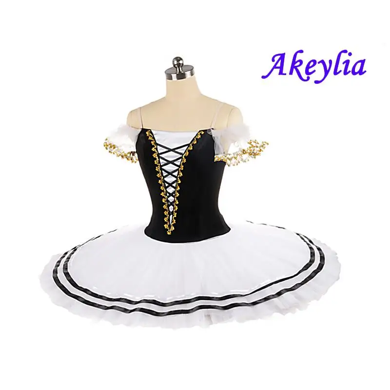 Blanco y negro de ballet profesional de bandeja Tutu personalizado Paquita clásica para las mujeres rendimiento tutús para Ballet vestido de terciopelo