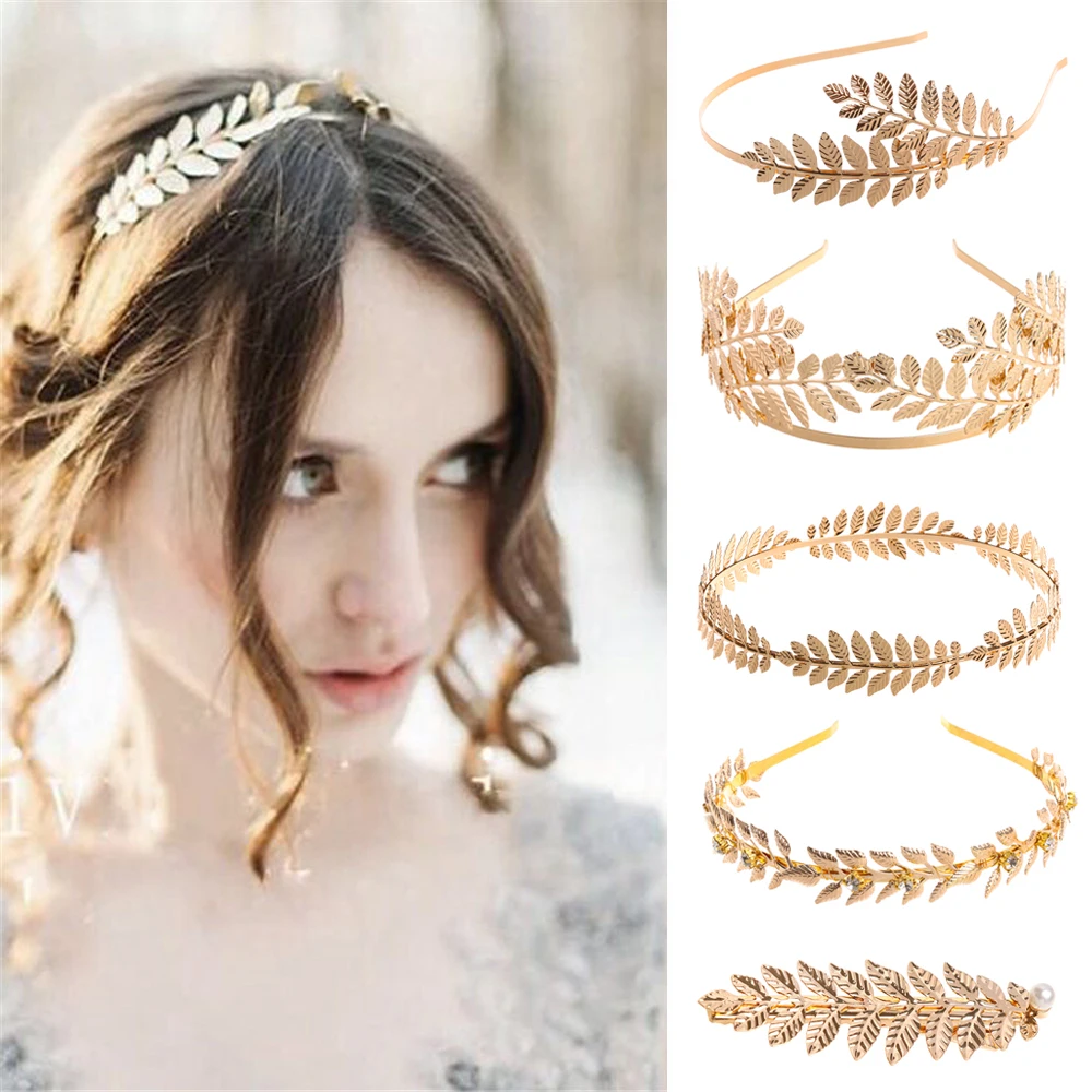 Bridal Hair Accessories Gold Hair Bands Gold Leaves Butterfly Vintage hair ornament Wedding Headband Tiara Women Hair Crown