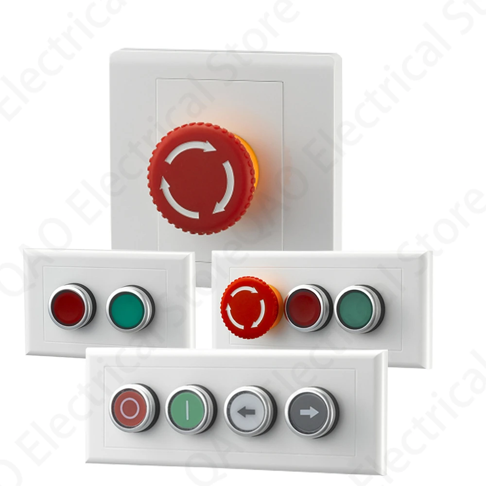 

New 22mm concealed button switch control box industrial switch button with emergency stop indicator start stop switch box