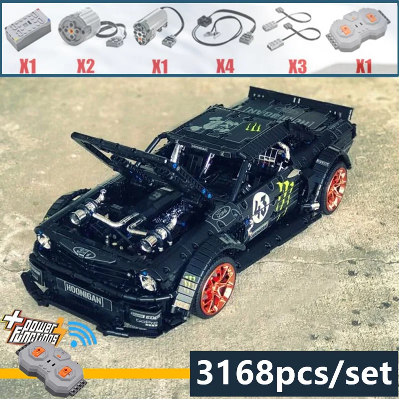 Buildmoc RC Motor Car 1965 Compatible MOC-22970 Mustang Hoonicorn V2 Building Blocks DIY Bricks Christmas Toys for Kids Gifts