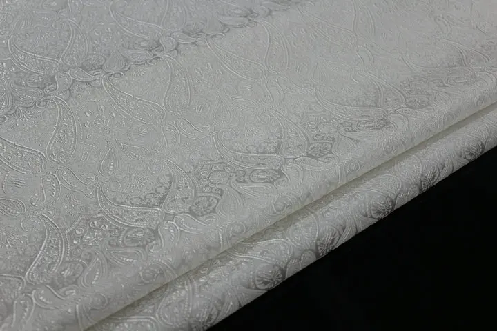 White Damask jacquard tapestry satin 3D jacquard brocade fabric for dress cushion cover curtain patchwork DIY