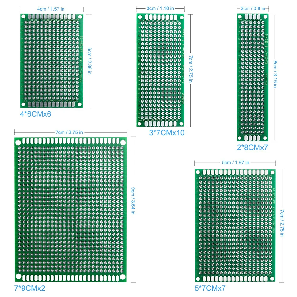 32pcs/lot 4x6 3x7 5x7 2x8 6x8 7x9 Double Side Copper Prototype PCB Universal Board Experimental Development Plate For Arduino