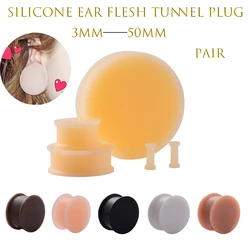2pcs 3mm-50mm Big Size Silicone Ear Saddle Plugs Tunnels Piercings Flexible Earring Gauges Ear Stretchers Expander Body Jewelry