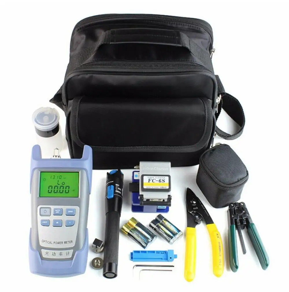 

FTTH Optic Kit Assembly Termination Tool w/FC-6S Fiber Cleaver & Optical Power Meter Finder 5km & Visual Fault Locator 1mw