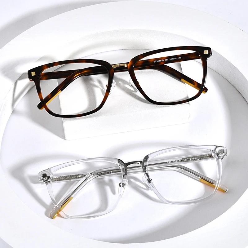 Vintage Acetate Glasses Frame Men Women Square Myopia Prescription Optical Eyeglasses Frame Transparent Luxury Brand Eyewear