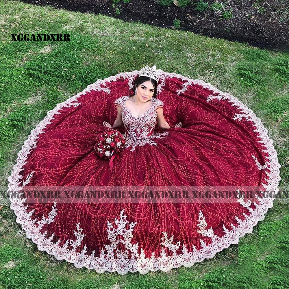 Vestidos De Quinceañera, vestido De baile burdeos, apliques dorados, dulce 16, 2023