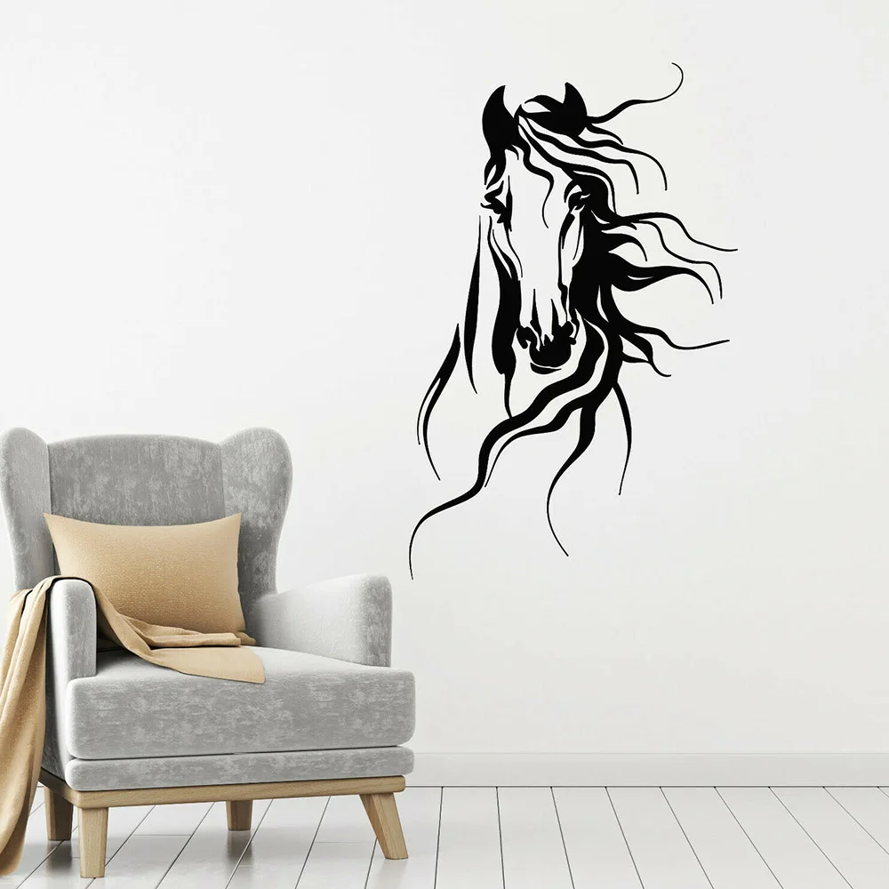 Horse Head Vinyl Wall Decal For Office Pet Animal Stallion Racehorse Wall Stickers Decor Living Room Classroom Decoration W618