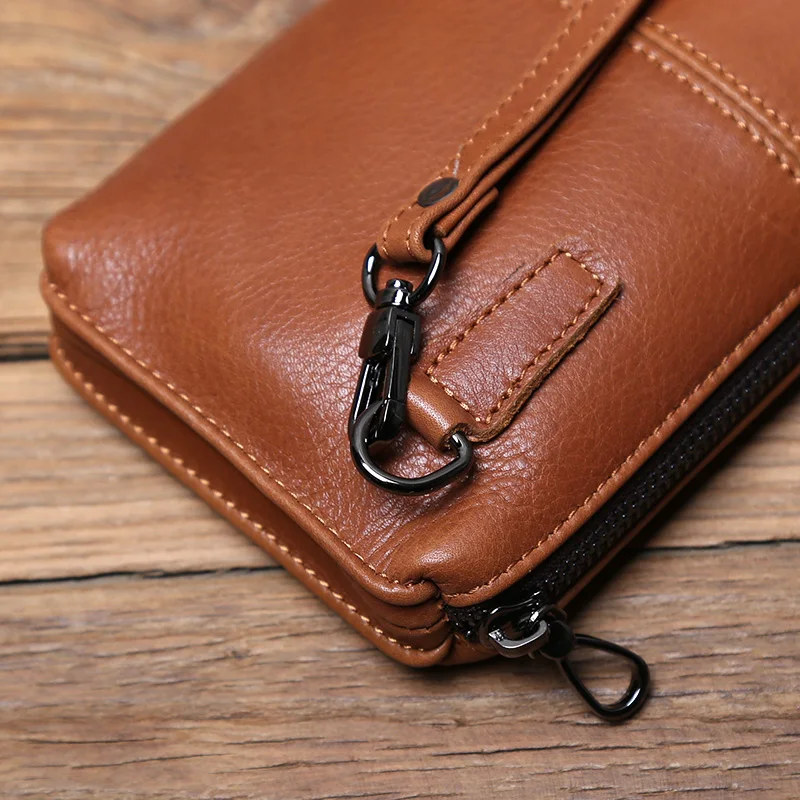 NZPJ männer Leder Lange Brieftasche Erste Schicht Rindsleder Zipper Clutch Tasche Retro Bank Karte Fall Weichem Leder Telefon Fall münze Fall – Detail 9