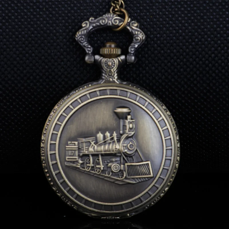 Antique Steam Power Train Retro Quartz Pocket Watch Classic Men's FOB Chain Watch Best Holiday Gift for Women and Children