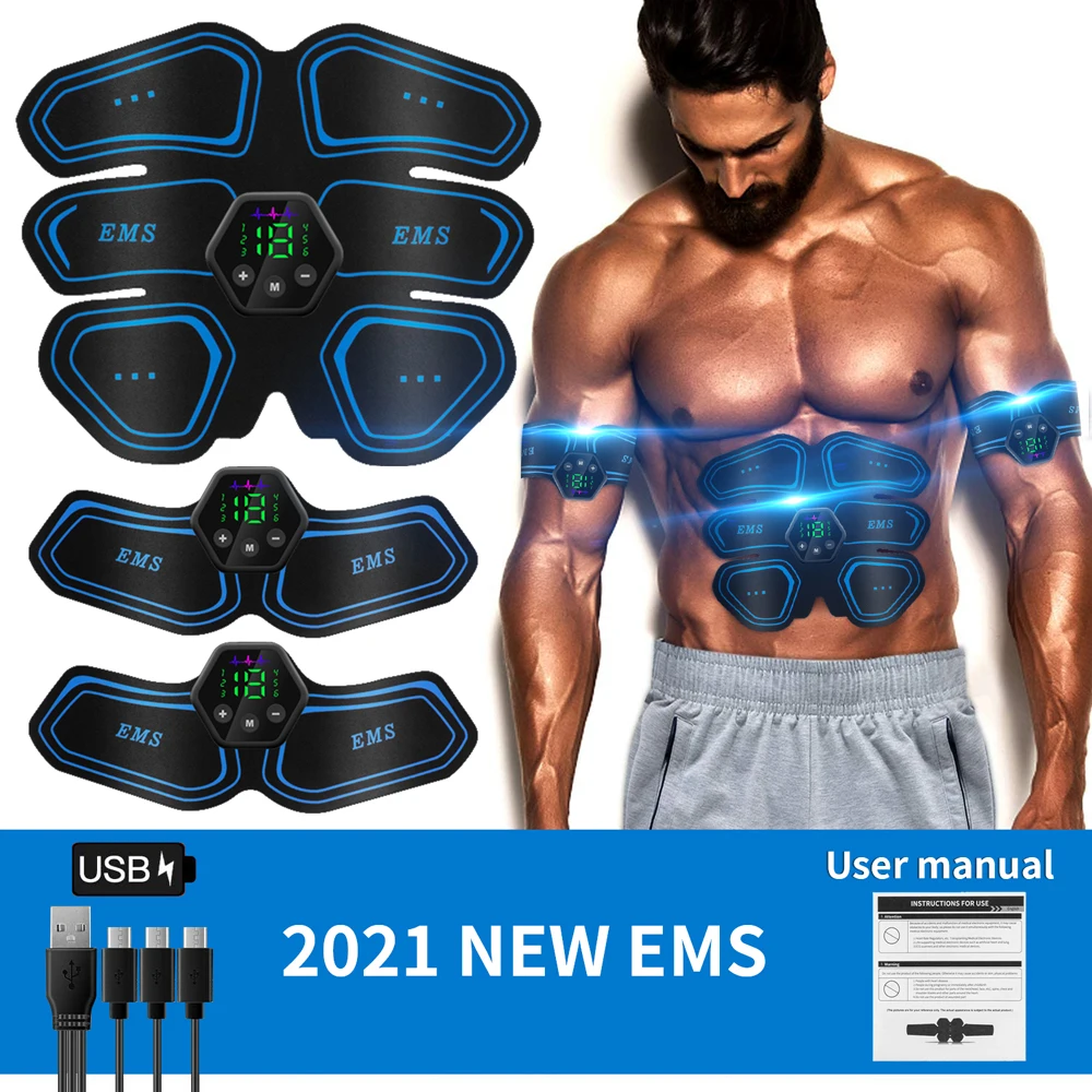 LCD Display Muscle Stimulator EMS Abdominal Hip Trainer Toner USB Abs Fitness Training  Home Gym Body Slimming 6 Mode 19 Level