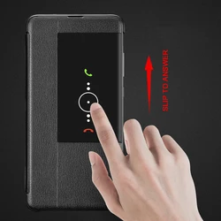 Smart Leather Phone Case for HUAWEI Mate 20 Pro Flip Cover View Window Auto Sleep Wake Hard Shockproof for Mate20 Mate20pro