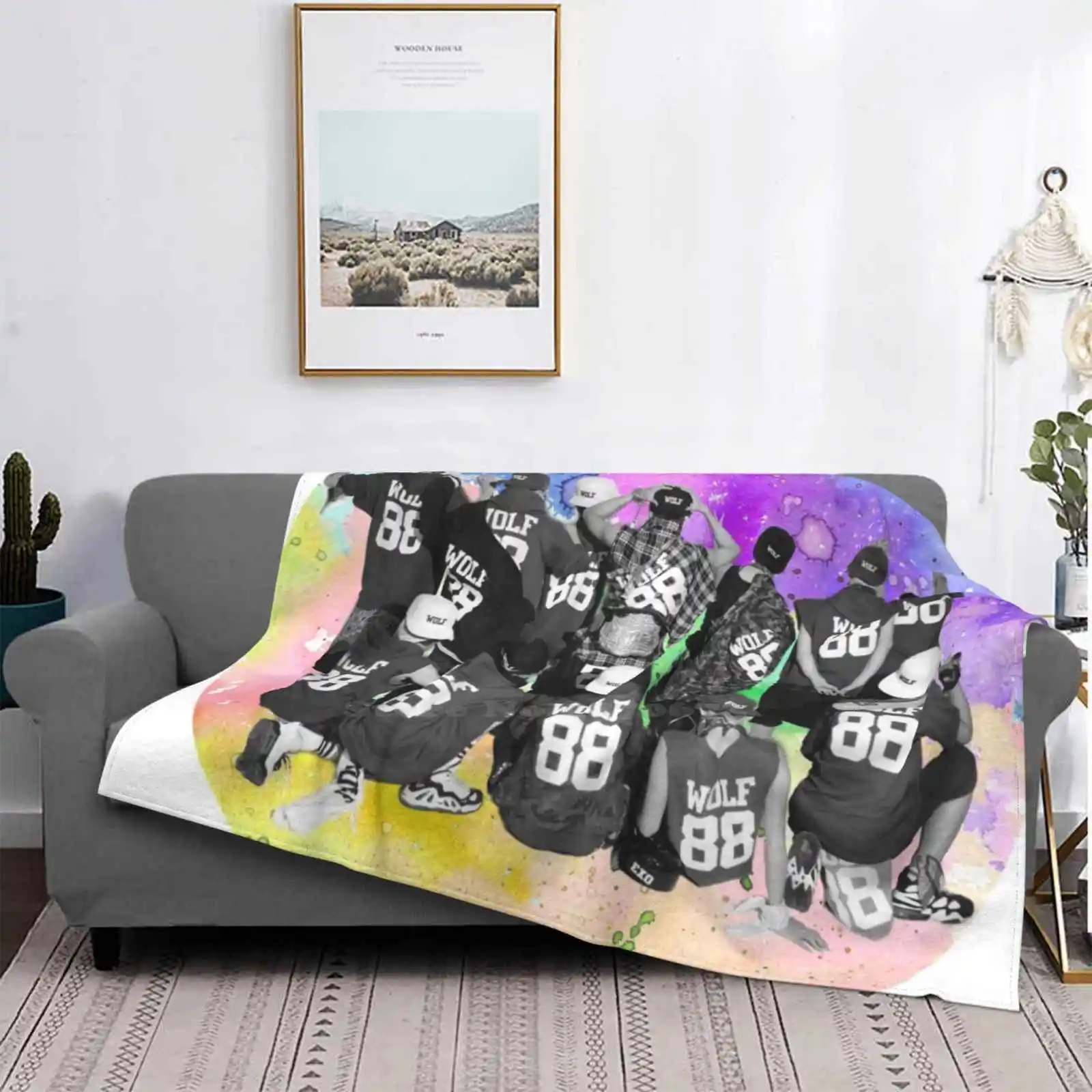 Wolves Creative Design Light Thin Soft Flannel Blanket Kpop Wolf Xiumin Suho Sehun Chanyeol Chen Kai Lay Baekhyun Luhan