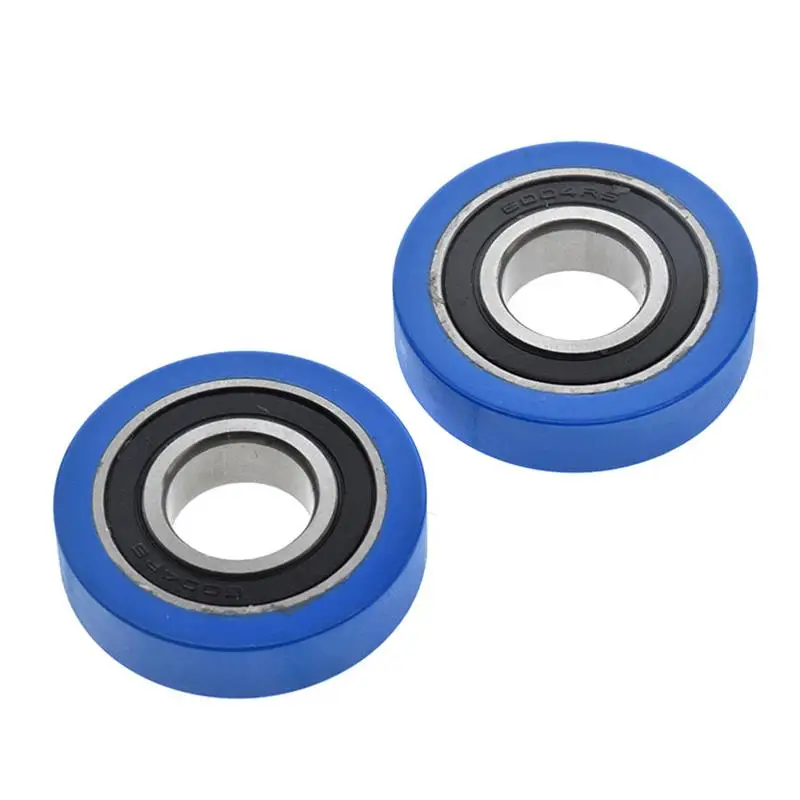 4pcs/10pcs 20*50*12mm Low Noise Roller Bearing Friction Pulley Soft Rubber Polyurethane PU Rubber Coated 6004-2RS 20x50x12mm