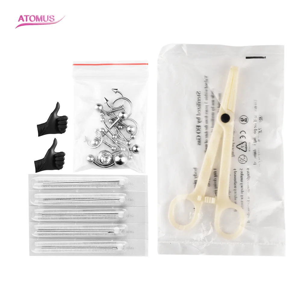 Piercing Needles Set Surgical Steel Disposable Body Piercing Needles Sterilized Permanent Makeup Tattoo Supply Accessories