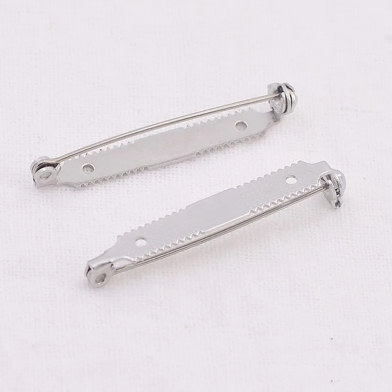 10pcs 38mm Stainless Steel  Brooch Clip Base Pins Blank Safe Lock Saw Tooth Brooch Pin Base for DIY Jewelry Making