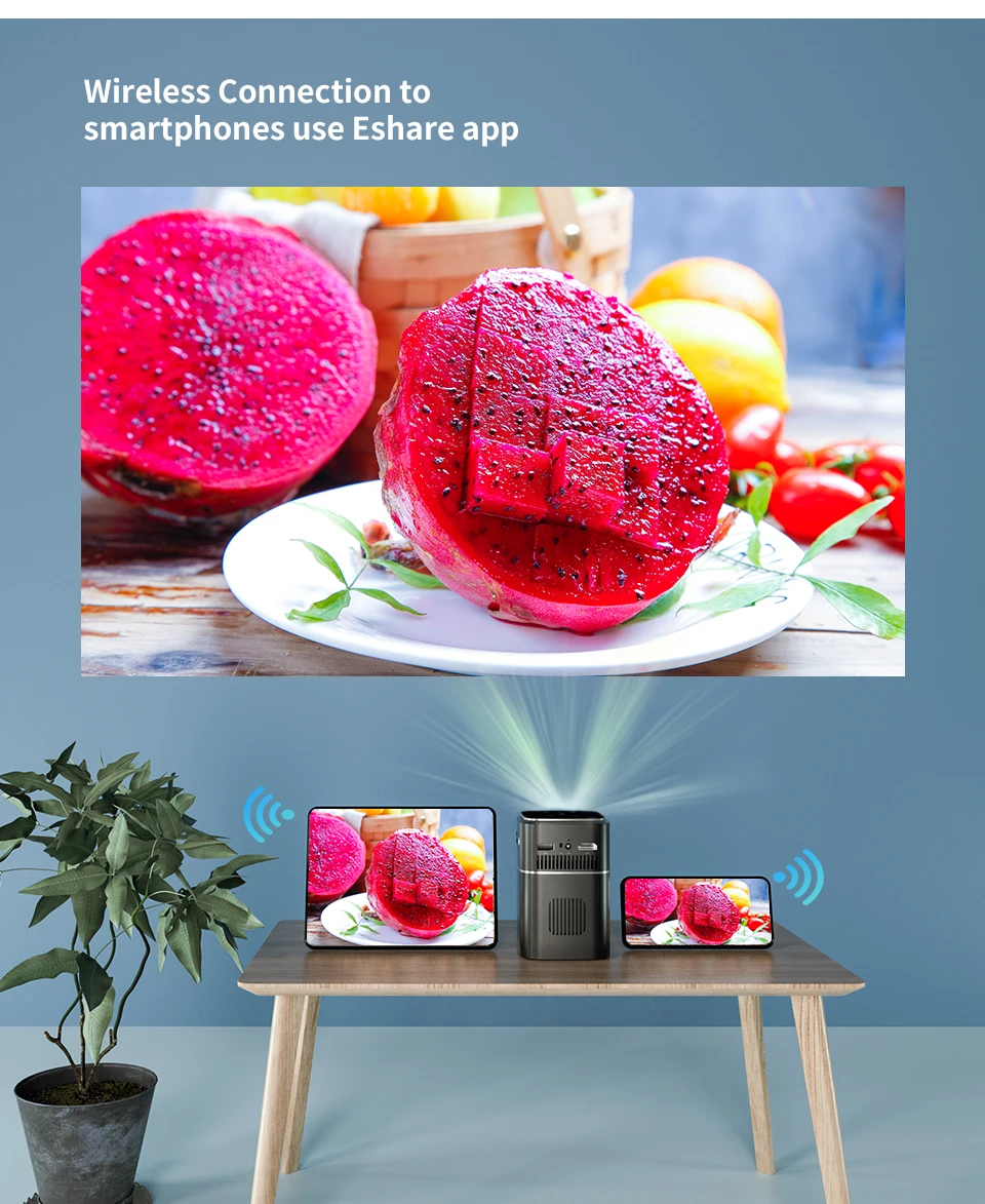 WZATCO A8 DLP Proyektor Portabel Pintar Android 9.0 5G WiFi Mendukung 1080P Full HD 4K LED Beamer Mini Home Theater HD-In Proyektor