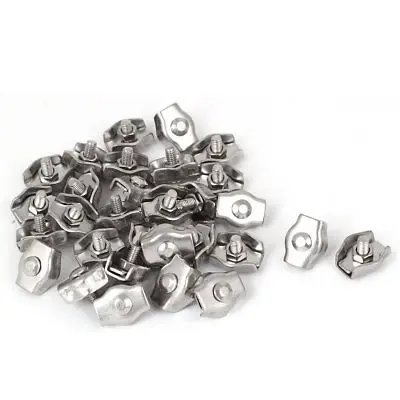 Stainless Steel Simplex Single Bolt Clip Cable Clamp 30 Pcs for 3mm Wire Rope