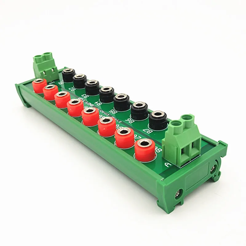 DIN Rail Mounting DC Power 2 x 8-Bit Banana Jack Power Distribution Module.