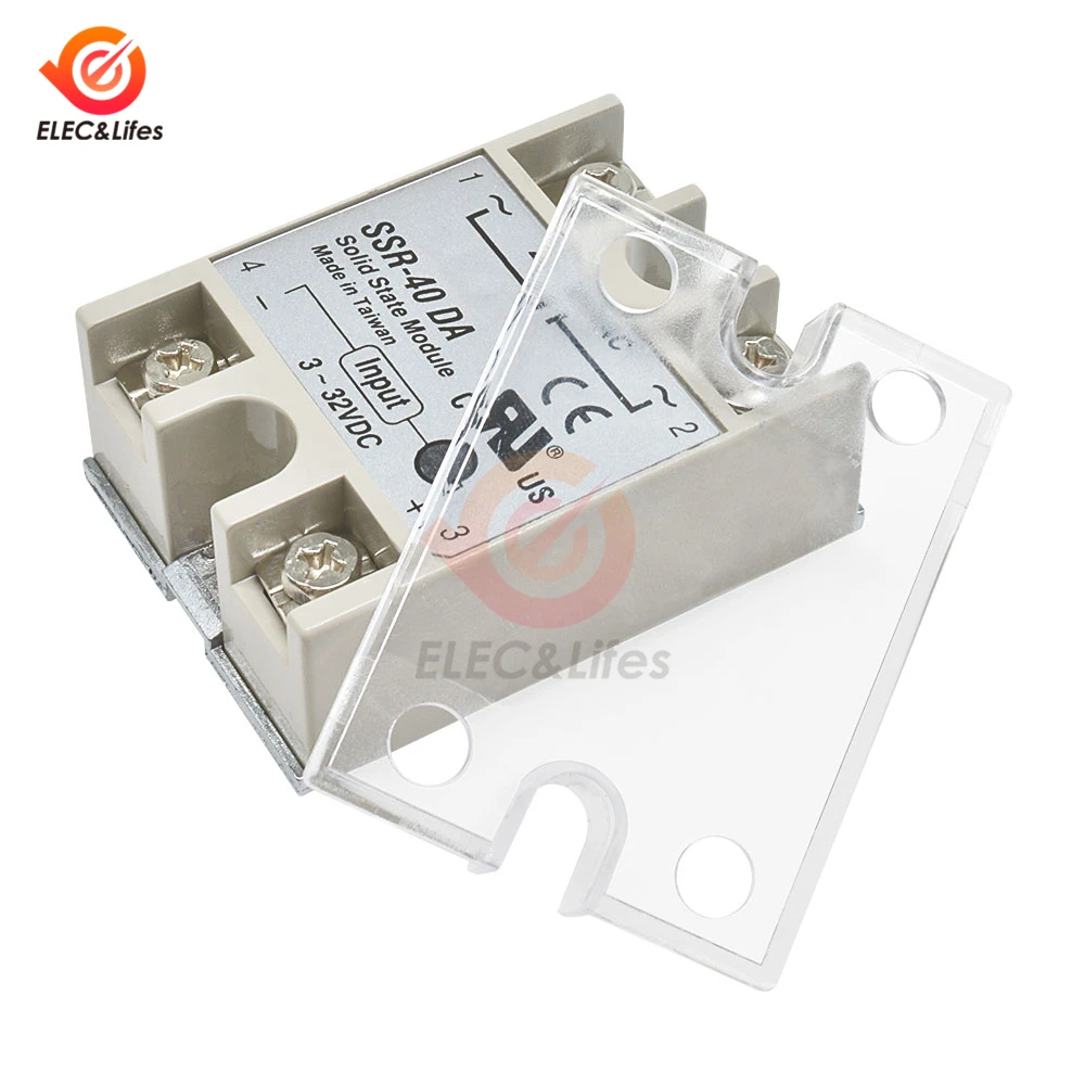 2Pcs Solid State Relay SSR Plastic Cover DC Control Single Phase Solid State Relay Safe Shell Case Box Front Cover