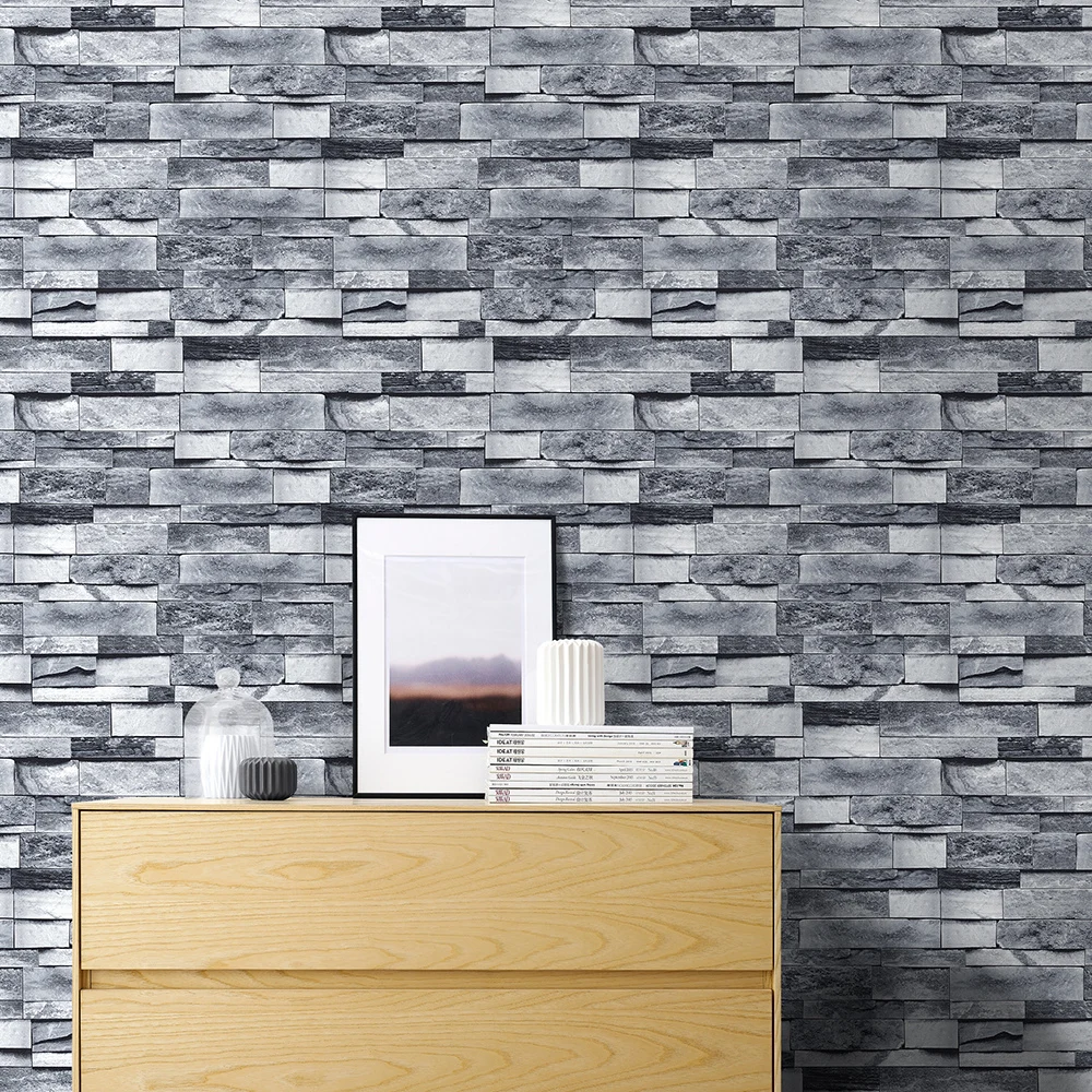 Light Gray Brick Self Adhesive Stone Peel And Stick Wallpaper Brick Faux Textured Wallpapers Stone Bathroom Ground Wallpapers