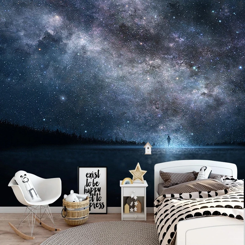 Custom Mural Wallpaper 3D Starry Sky Landscape Fresco Living Room Kid's Bedroom Background Wall Papel De Parede 3D Stickers