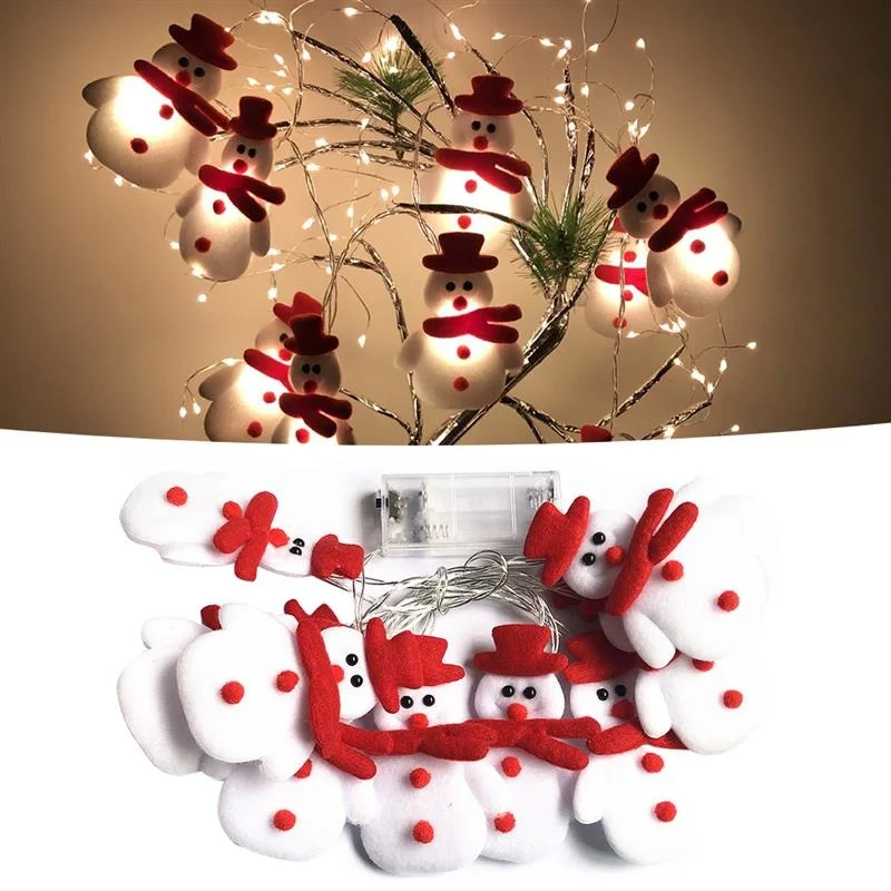 10 20 LEDs Christmas Snowman LED String Lights Battery Operated Fairy Lights Tree Lamp For Xmas Home Garden Bedroom Party Decor