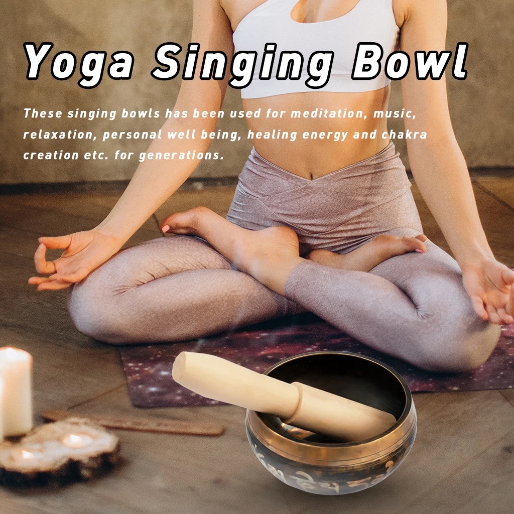 

NAOMI Tibetan Singing Bowl w/ Striker Yoga Meditation Chanting Bowl Brass Chime For Meditation Relaxation Stress Relief Healing