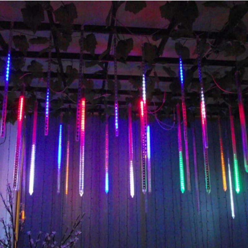 Imagem -02 - Meteor Shower Rain Tubes Luzes Led Luzes de Natal Festa de Casamento Jardim Xmas String ao ar Livre ac 110v 220v 30cm 50cm Pcs por Conjunto