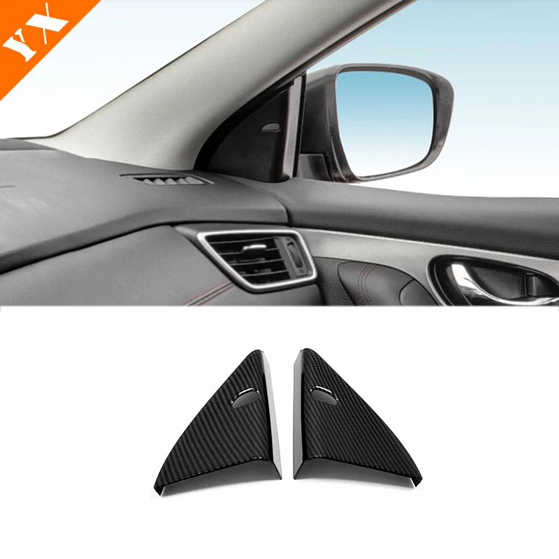 

for Nissan Qashqai J11 2015-2019 Accessories ABS Carbon fiber Trim Car Front Inner Triangle speaker audio horn Cover