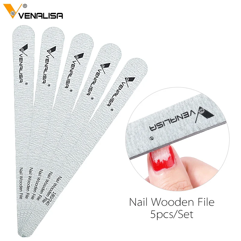 5pcs/set 180/240 Nail Files Nail Tool For UV LED Gel Polish Manicure Venalisa Nail File Double Side for Nail Design Nail Tool