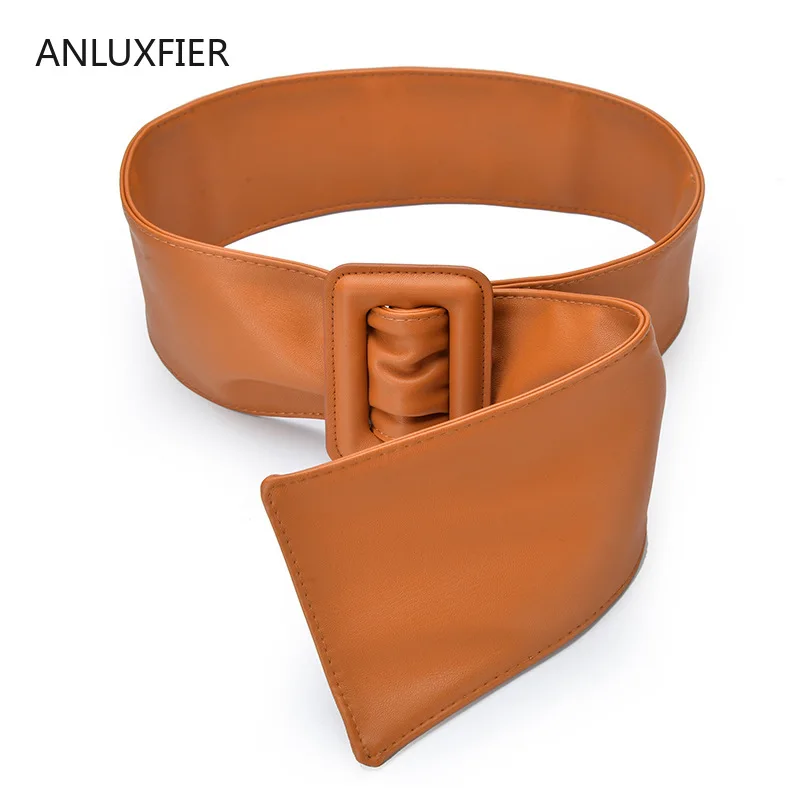 

H9839 Ladies Soft Wide Waist Belt Korean High Quality Fashion Leather Waistband Pure Color Simple Casual Vintage Cummerbunds