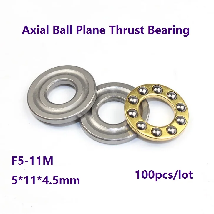 

100pcs/lot F5-11M 5×11×4.5mm High Quality Axial Ball Plane Thrust Bearing Mini plane thrust ball bearing 5*11*4.5mm