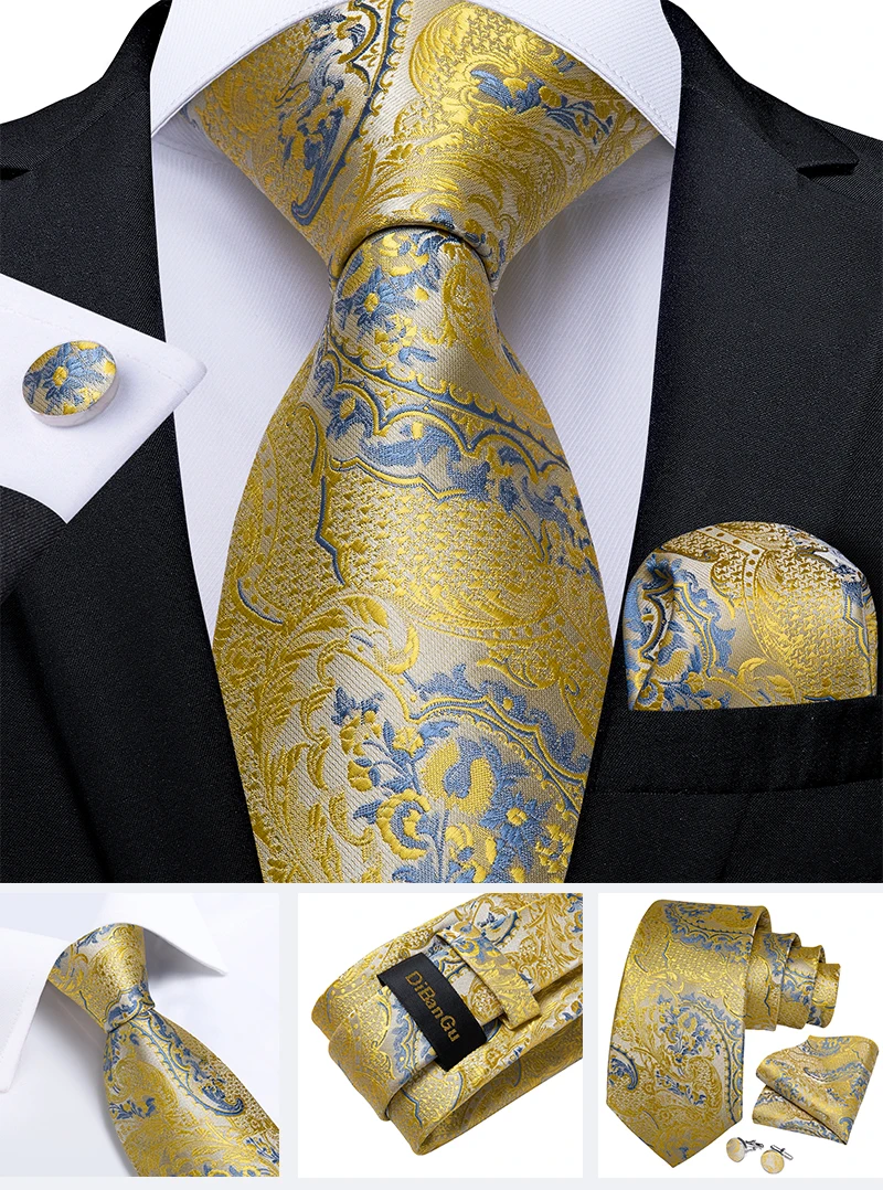 Modische Paisley-Herrenkrawatten in Gold, Türkisgrün, Schwarz, 8 cm, Business-Hochzeits-Accessoires, Krawatte, Geschenk für Männer, DiBanGu – Detail 22
