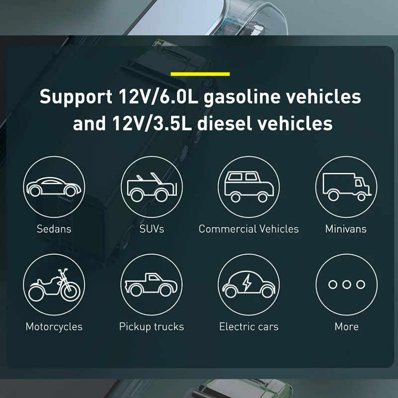 Baseus-Arrancador de batería portátil de coche, dispositivo de energía de emergencia, de 12000 mAh, alta potencia, 12 V, potenciador de arranque