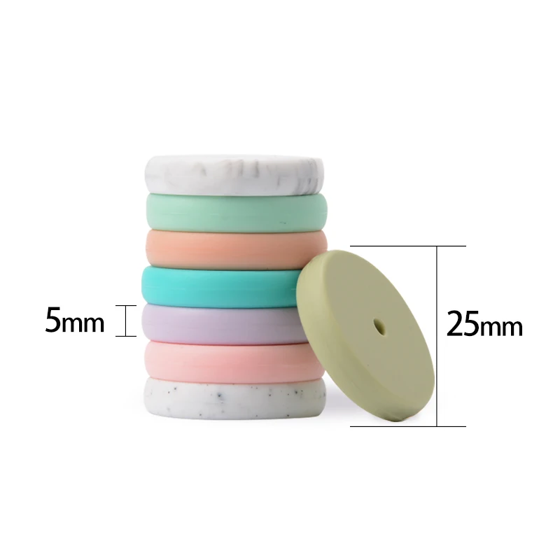 LOFCA 10 stücke Münze Perlen Food Grade Silikon perlen Baby Beißring Disc Perlen Zahnen Perlen Disc DIY Schnuller Clips Zahnen spielzeug