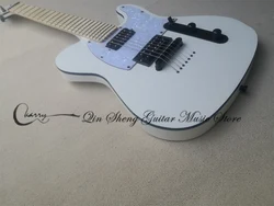 Custom made 7 strings del electeic guitar,white guitar,HH pickups,strings through body,black binding