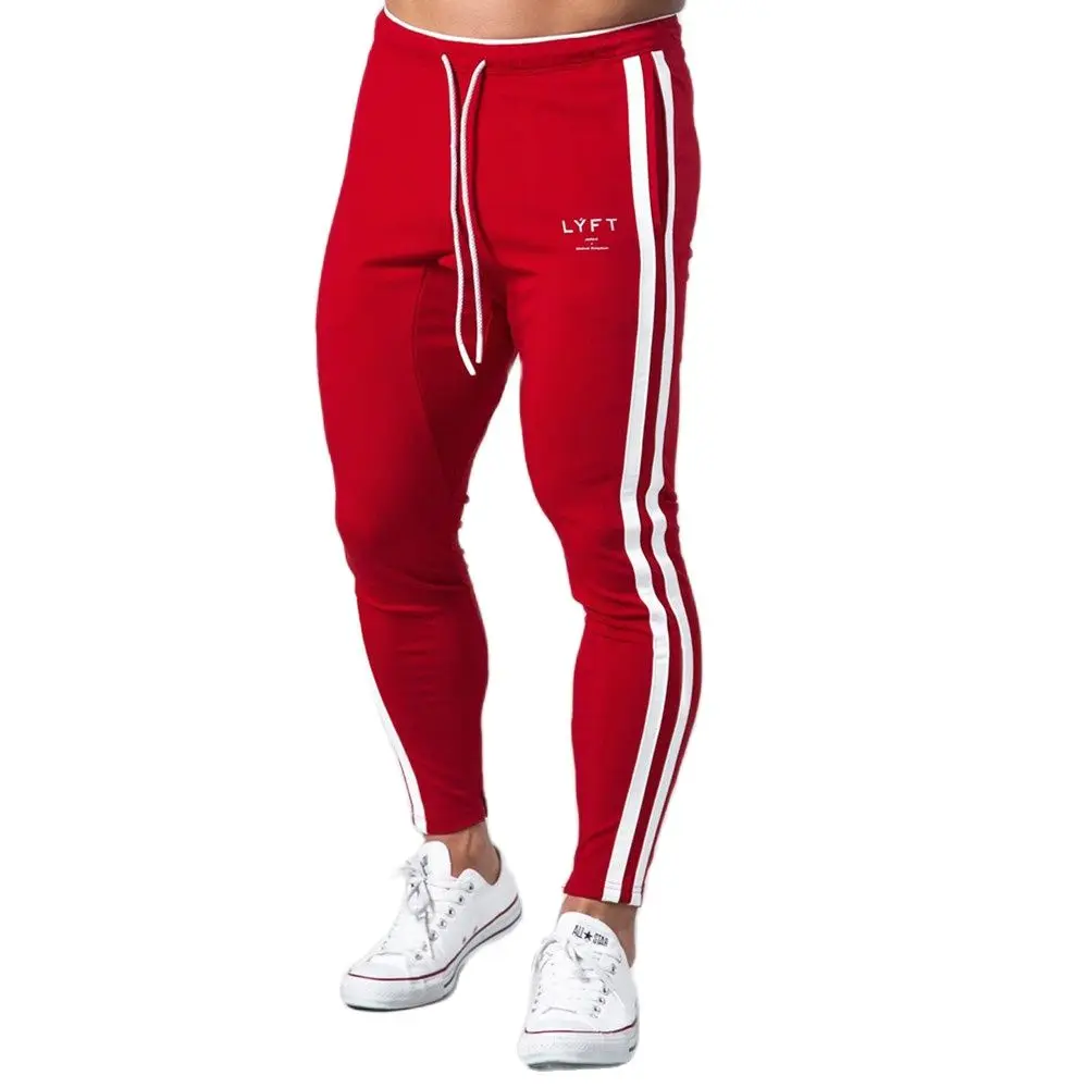 Viser de survêtement décontractés en coton rouge pour hommes, joggeurs minces, bas d\'entraînement, salle de sport, fitness, course à pied, automne,