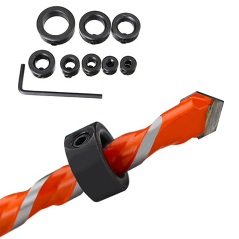 Localizador de brocas para carpintería, anillo de límite para carpintería, 9 piezas de 3-16 Mm, broca de tope de profundidad, broca de madera fija