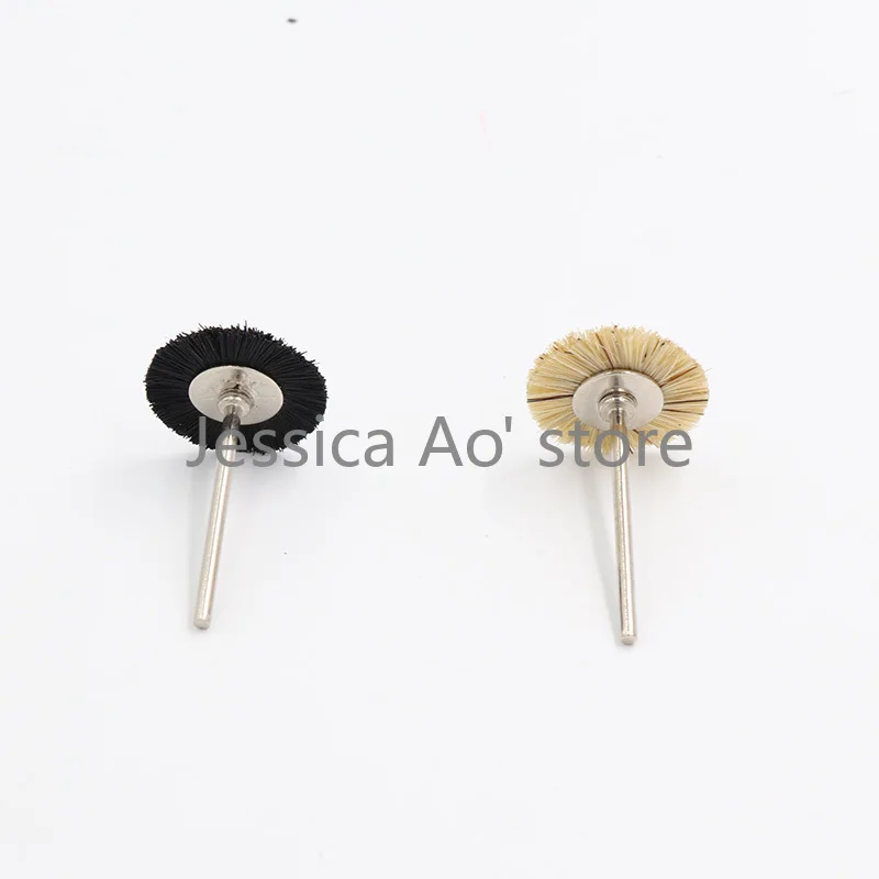 20pcs Mix Size 25mm Mini spazzola per lucidatura elettrica ornamenti spazzola per pulizia con gambo 3mm spazzola in tessuto di cotone lana filo di acciaio