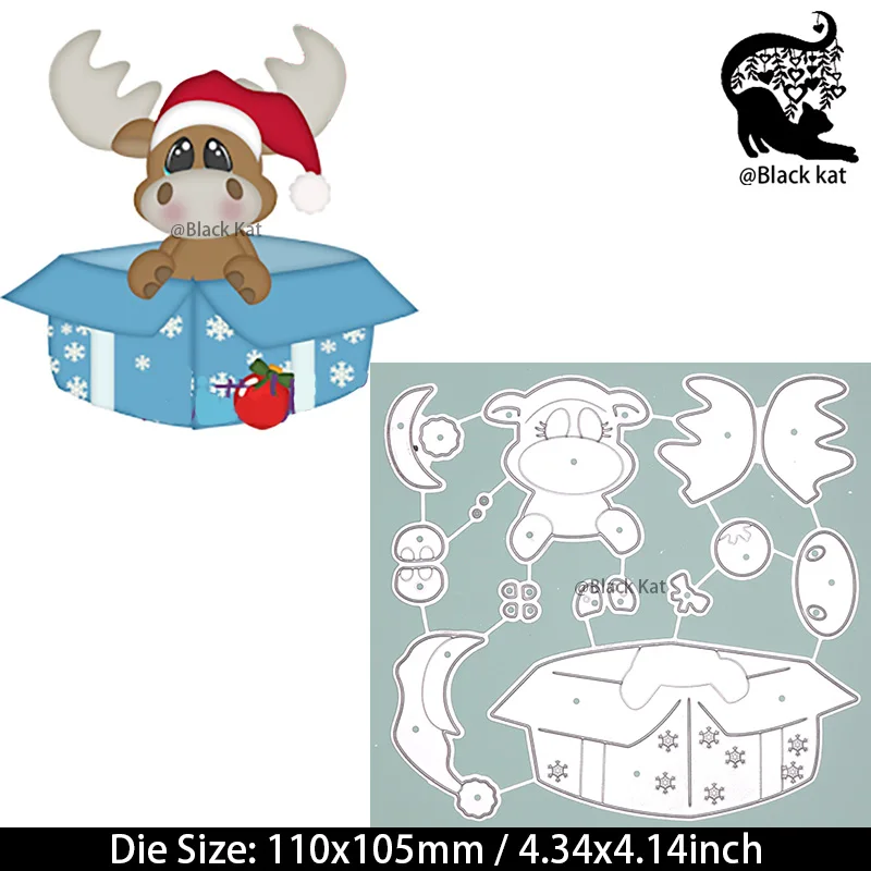 JOY Gift List Box Crystal Ball Elk Metal Cutting Dies Christmas Santa Reindeer Die-Cuts