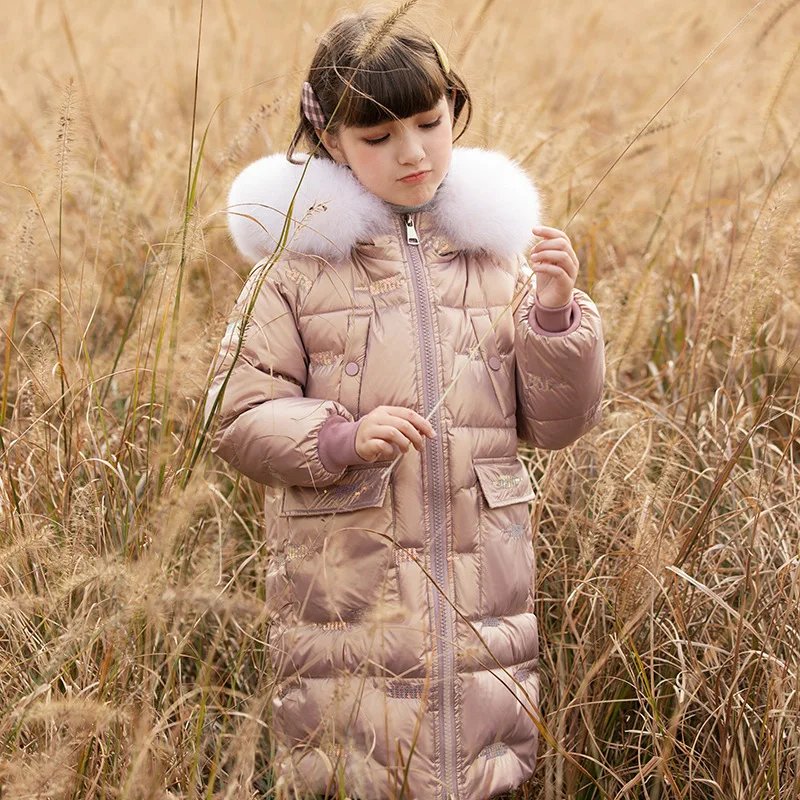 

new long Down Jacket Child White Duck Down Jackets thickened winter clothes children's middle clothes foreign baby winter coat