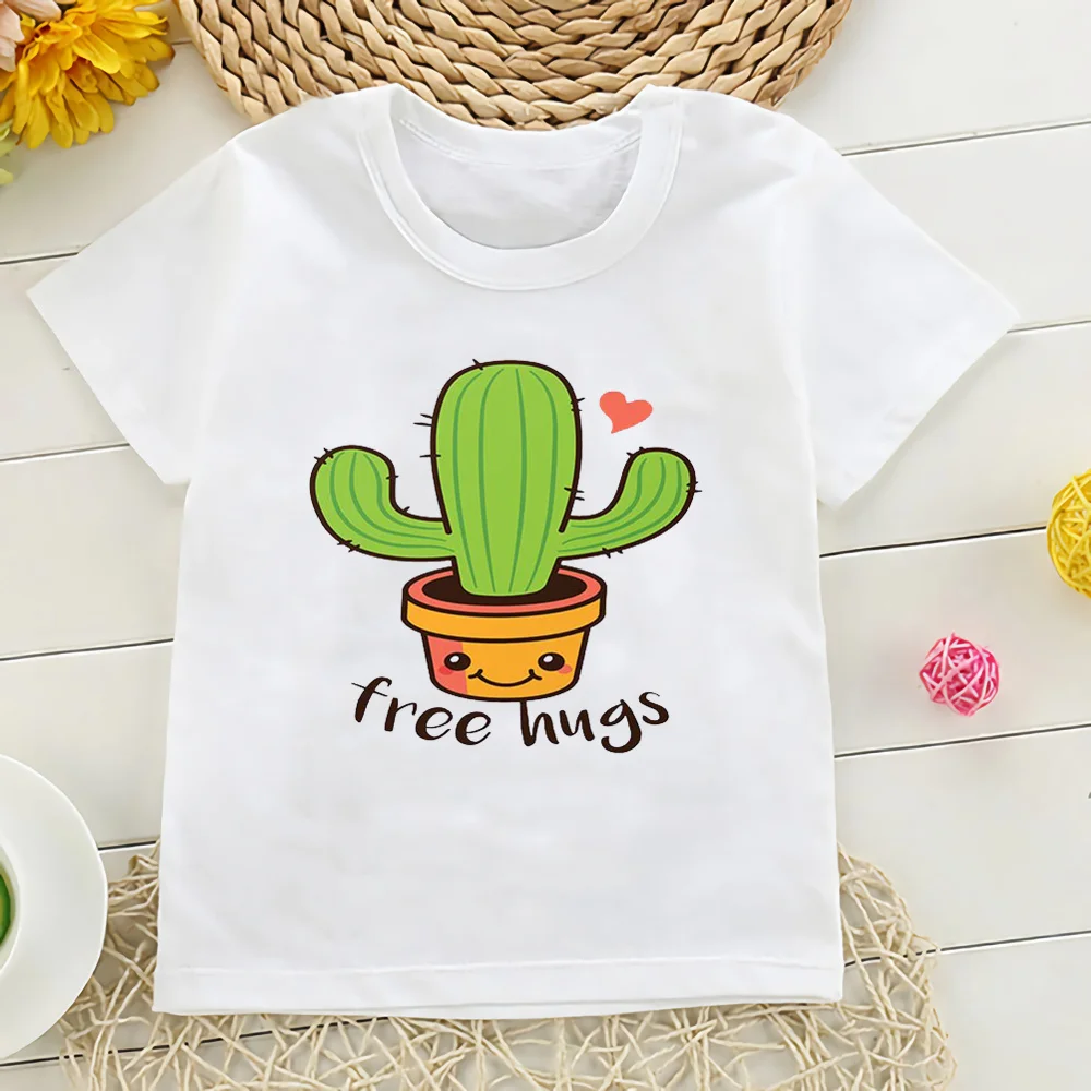 Kids Baby Cactus Cartoon Print Funny T-shirt Summer Boys Girls Toddler White T Shirt Children Short Sleeve Clothing Tops,YKP196