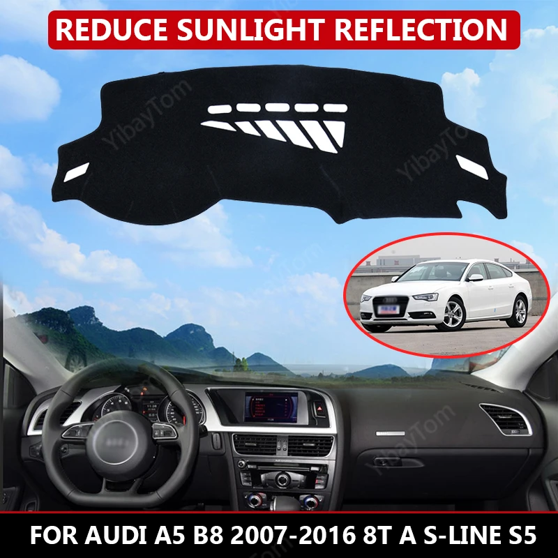 Car Dashboard Cover for Audi A5 B8 2007-2016 8T A S-line S5Mat Protector Sun Shade Dashmat Board Pad Auto Carpet