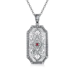 Szjinao Unique Ruby Pendant Necklace For Women Antique Silver 925 Real  Birthday Gift For Friends Edwardian Jewelry New Style