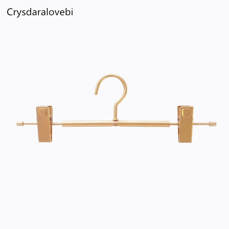 10/5pcs Rose Gold/Golden Aluminum alloy Metal Heavy Duty Pants Skirt Slack Hangers, Trousers Hanger with Clips Rack Swivel Hook