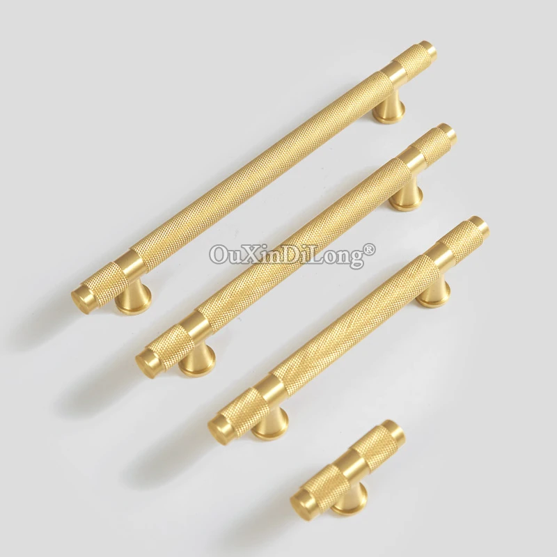 Exquisite Luxury 10PCS Pure Brass Knurled Furniture Handles Drawer Pulls Cupboard Wardrobe Shoe Kitchen TV Cabinet Pulls Knobs