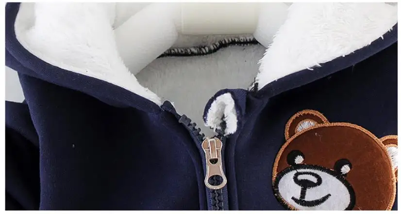 Neue Kinder-Sets Herbst Winter Dicke Plüsch-Baumwollkleidung Junge Mädchen Cartoon Kapuzenjacke+Hose 2-teiliger Anzug Kinder-Trainingsanzug 0-5 Jahre – Detail 8